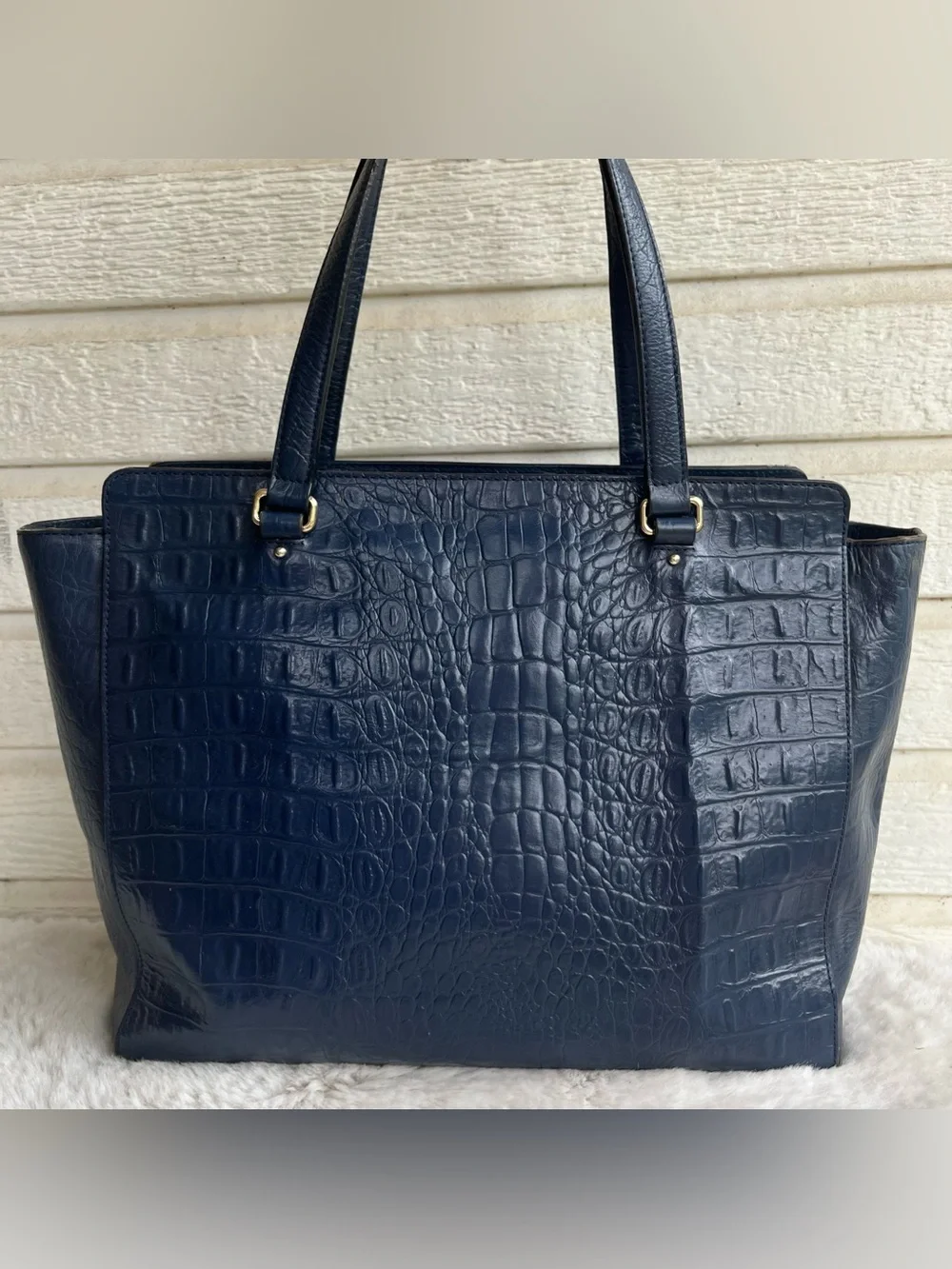 KATE SPADE Navy Blue Large Mulberry Lane Court Leila Laptop Tote Shoulder Bag
